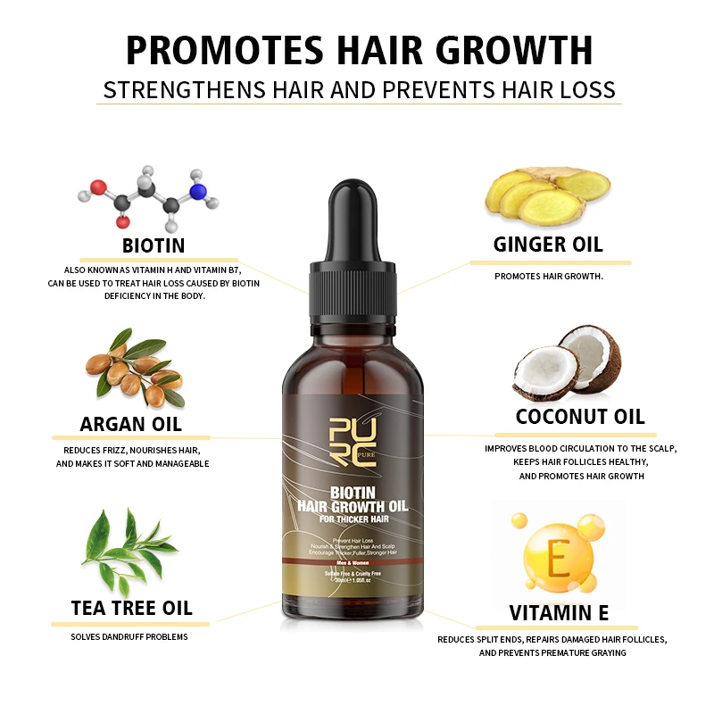 PURC 남녀공용 비오틴 헤어 오일, 모발 성장 제품  - Hair Care Vitamin 리뷰 및 가격