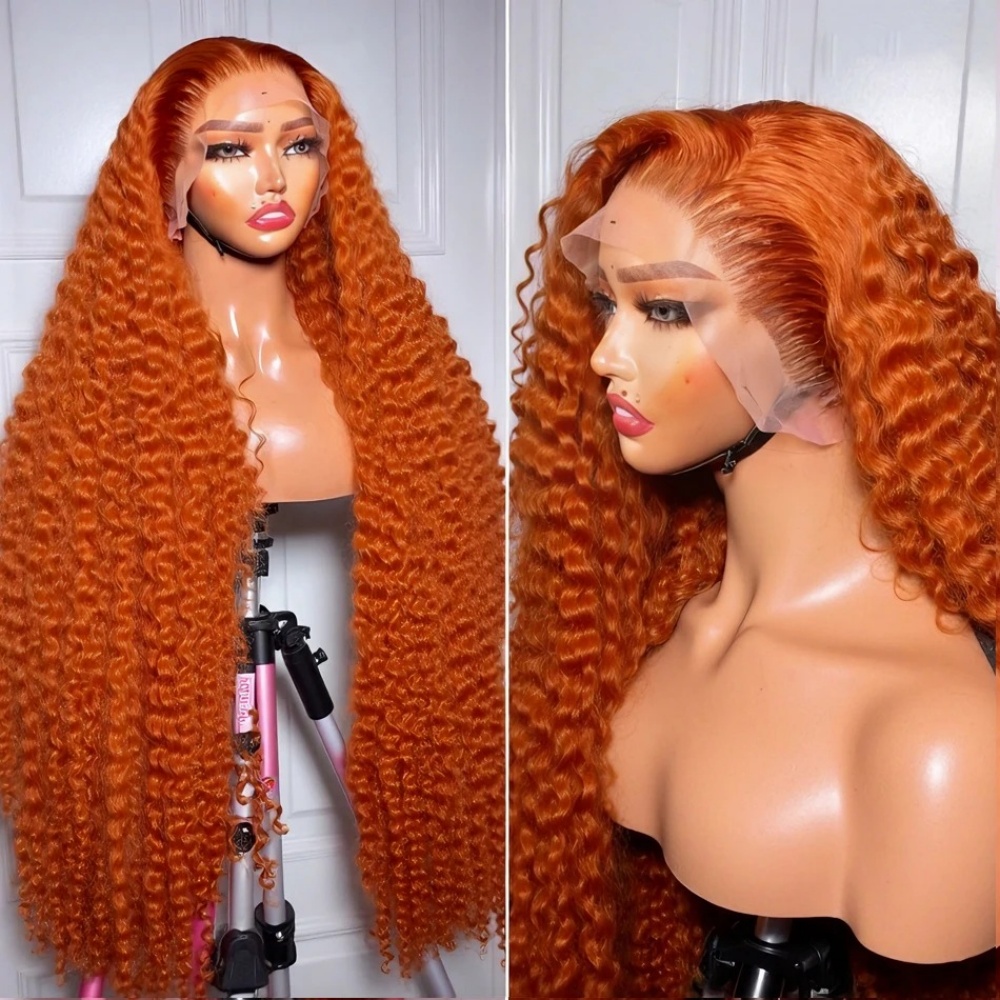 200% 밀도 진저 오렌지 딥 웨이브 인모 가발 13x - Lace Front Wig 리뷰 및 가격
