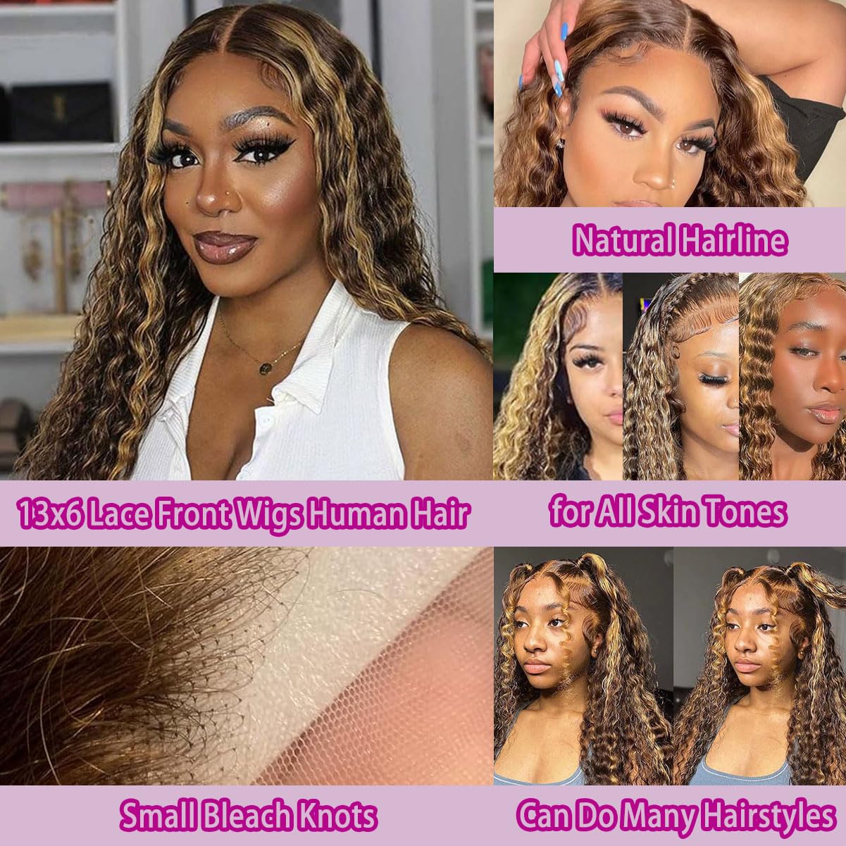 36인치 딥 웨이브 P4/27 하이라이트 옴브레 13x - Lace Front Wig 리뷰 및 가격