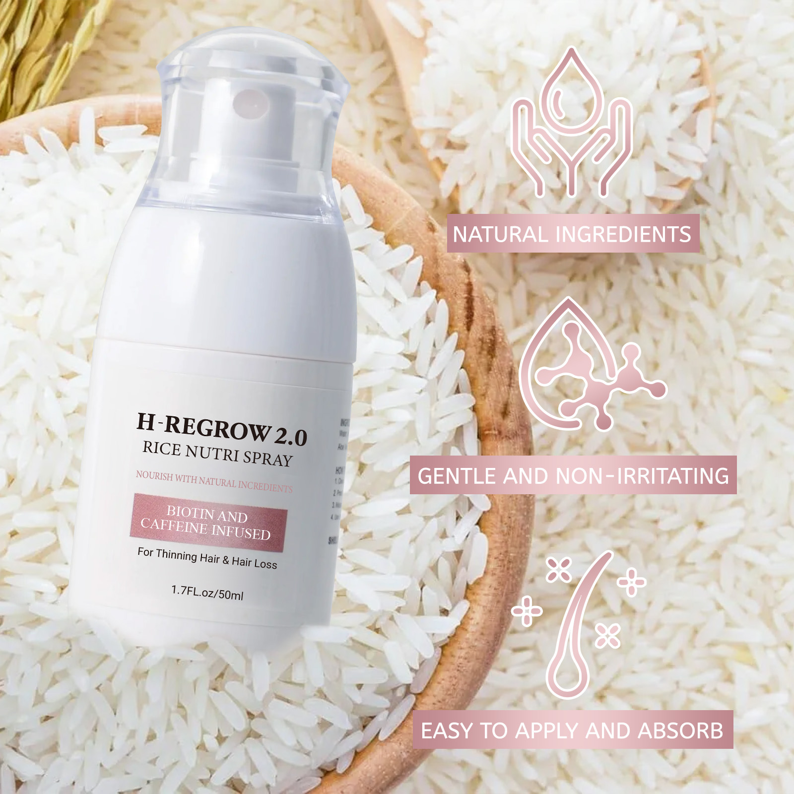 1-5개입 모발 성장 활성화 스프레이 50ml - 쌀겨 - Hair Care Korean Products 리뷰 및 가격