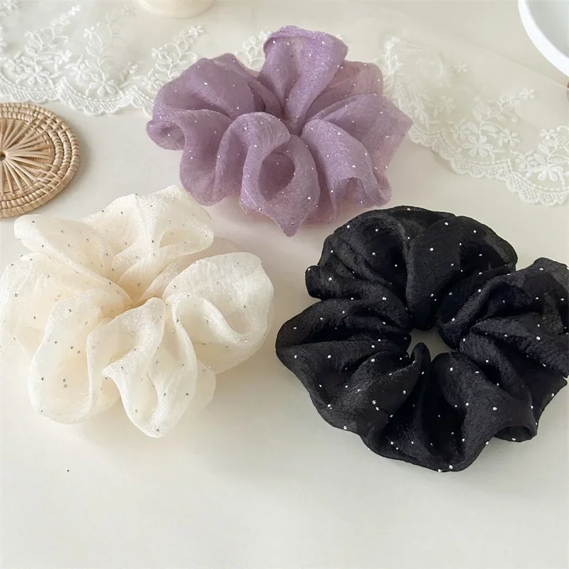 패션 라인스톤 메쉬 헤어밴드 쉬폰 스크런치 여성 한국  - Hair Net Invisible 리뷰 및 가격